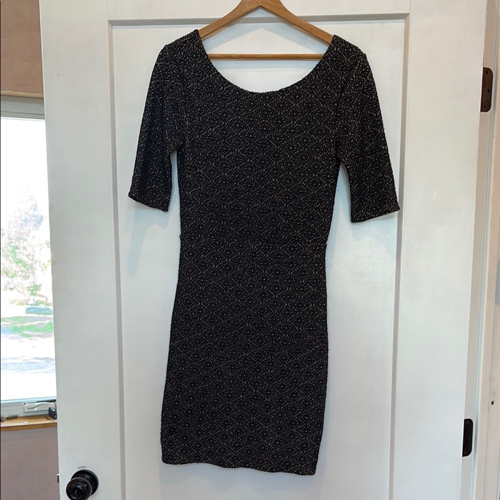Free People Bodycon Black Dress with Pattern